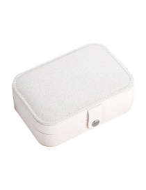 Fashion Pearl White Leather Portable Double-layer Jewelry Box