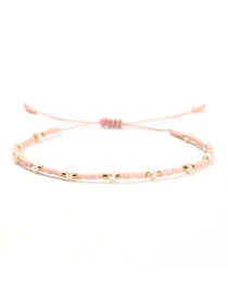 Fashion Pink Handmade Rice Beads Woven Letters Natural Pearl Eyes Bracelet