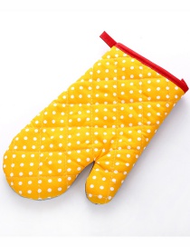 Fashion Small Dot-yellow Thickened Heat-insulated Microwave Oven Special Baking Gloves