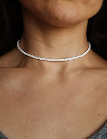 Fashion White White Turquoise Rice Beads Beaded Necklace
