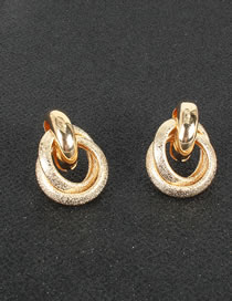 Fashion Golden Alloy Geometric Circle Hollow Earrings