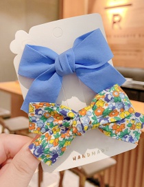 Fashion Blue Bow [2 Piece Set] Small Floral Bow Children Hairpin