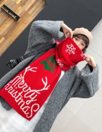 Fashion Big Red Christmas Gift Elk Knitted Shawl Scarf