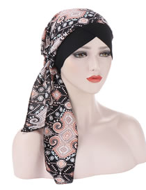 Fashion Black Curved Printed Tail Forehead Cross Cap
