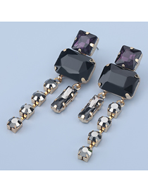 Fashion Purple Black Square Glass Diamond Alloy Contrast Earrings