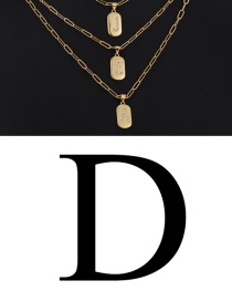 Fashion D 26 Letters Pendant Necklace With Copper Inlaid Zircon