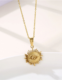 Fashion Gold Titanium Steel Geometric Eye Necklace