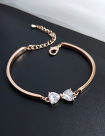 Fashion Rose Gold Alloy Set Zirconium Bow Bracelet