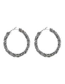 Fashion Silver Alloy Diamond Hoop Earrings