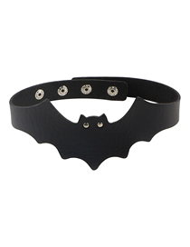 Fashion Black Pu Leather Bat Buckle Necklace