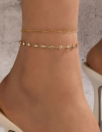 Fashion Gold Alloy Diamond Chain Double Anklet