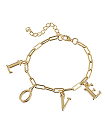 Fashion Gold Color Alloy Chain Love Letter Bracelet