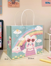 Fashion Rainbow Bunny Bear Print Portable Gift Packaging Bag