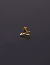 Fashion Gold 7# Stainless Steel Threaded Geometric Flat Bottom Micro-inlaid Zircon Lip Nail