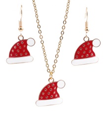 Fashion Christmas Hat Earrings And Necklace Set Alloy Dripping Christmas Hat Necklace Earring Set
