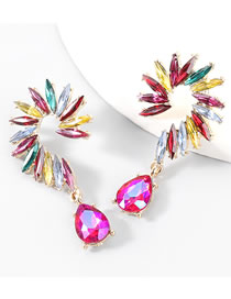 Fashion Color Alloy Inlaid Rhinestone Flower Earrings