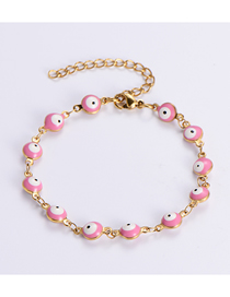 Fashion Pink Stainless Steel Color Matching Round Eye Bracelet
