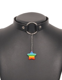 Fashion Star Leather Ring Five-pointed Star Tassel Collar