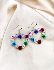 Fashion Color Alloy Love Flower Stud Earrings
