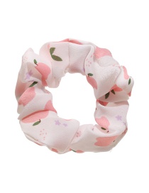 Fashion Peach Fabric Fruit Print Pleated Hair Tie