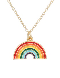 Fashion Color Copper Drip Oil Rainbow Necklace