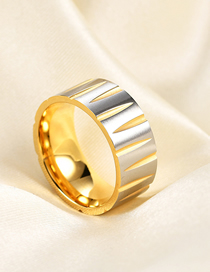 Fashion Between Gold Titanium Steel Tapered Colorful Brushed Ring