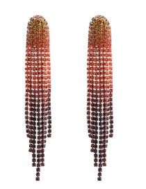 Fashion Style One Brown Color Alloy Diamond Tassel Earrings