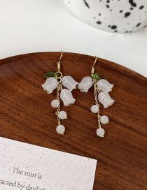 Fashion White Plastic Lily Of The Valley Tassel Earrings