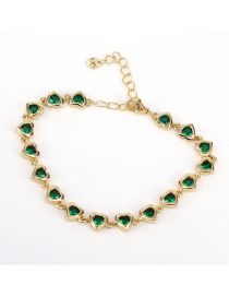 Fashion Green Metal Heart Zirconium Bracelet