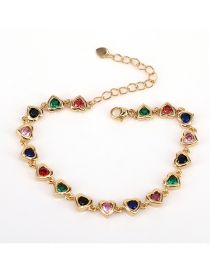 Fashion Color Metal Heart Zirconium Bracelet