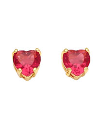 Fashion Rose Red Pure Copper Inlaid Zirconium Heart Earrings