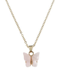 Fashion No Card Pink Acrylic Butterfly Necklace