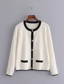 Fashion White Button-down Cardigan With Pearls