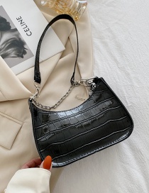 Fashion Black Crocodile Print Large Capacity Shoulder Bag
