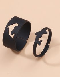 Fashion Dolphin Metal Dolphin Cutout Ring Set