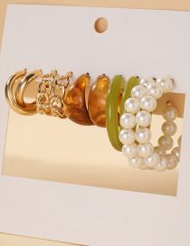 Fashion 1# Alloy Set Pearl Geometric Earrings Set