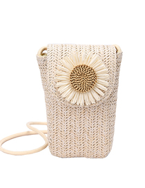 Fashion Creamy-white Straw Floral Flap Crossbody Bag