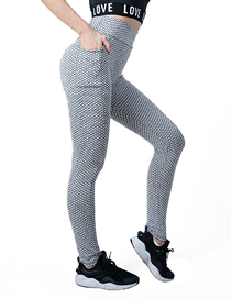 Fashion Grey Honeycomb Pocket Hip-lift Yoga Pants