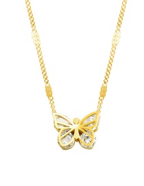 Fashion Gold Color Titanium Steel Gold-plated And Zirconium Butterfly Necklace