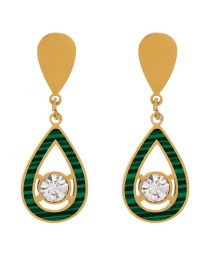 Fashion Gold+green Titanium Steel Inlaid Zirconium Drip Earrings