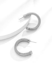 Fashion White K Metal Stripe Geometric Earrings