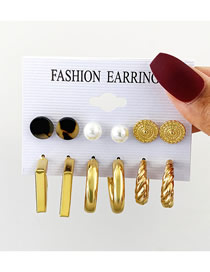 Fashion 6# Geometric Pearl Twist Earring Set
