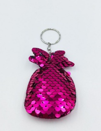 Fashion Rose Red Reflective Fish Scale Sequin Pineapple Keychain