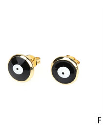 Fashion Black Copper Gold Plated Oil Eye Stud Earrings