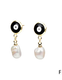 Fashion Black Copper Drop Oil Eye Pearl Stud Earrings