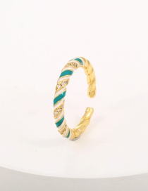 Fashion Gold Bronze Zirconium Oil Spiral Ring