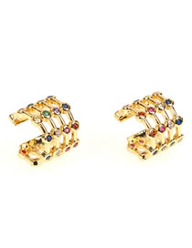 Fashion G Copper Diamond C-shaped Stud Earrings