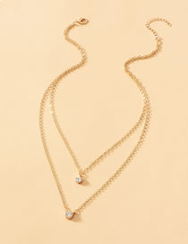 Fashion Gold Color Alloy Diamond Geometric Double Necklace