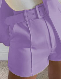 Fashion Shorts Purple Micro Pleated Double Pocket Shorts