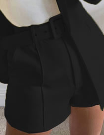 Fashion Shorts Black Micro Pleated Double Pocket Shorts